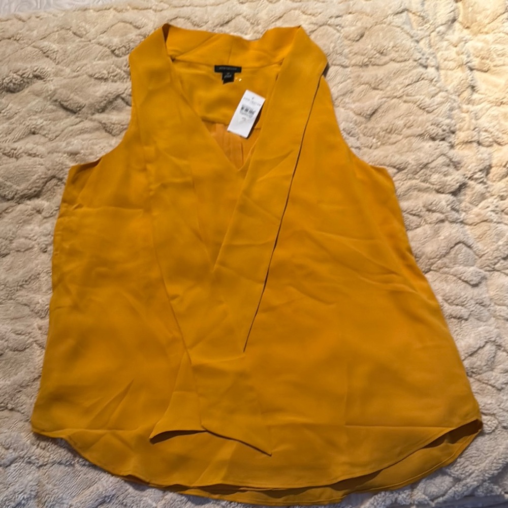 Ann Taylor Gold Asymmetrical Sleeveless Blouse